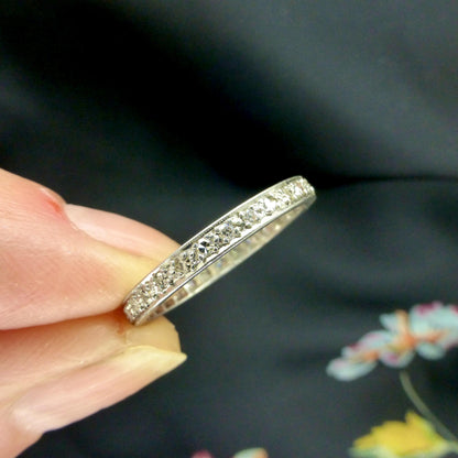 Antique Art Deco Diamond full hoop Eternity Ring - Wedding Band - Size N 1/2 / 6.75
