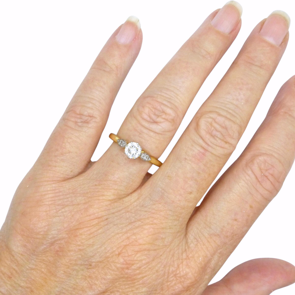 Vintage 18ct natural diamond solitaire engagement ring 0.50ct 1930's