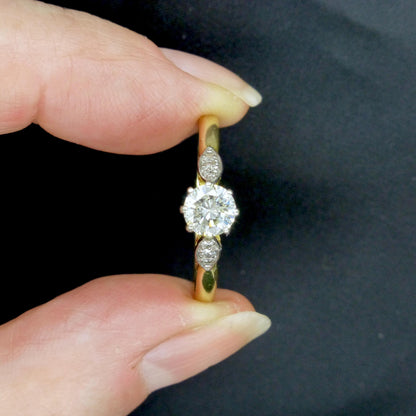 Vintage 18ct natural diamond solitaire engagement ring 0.50ct 1930's