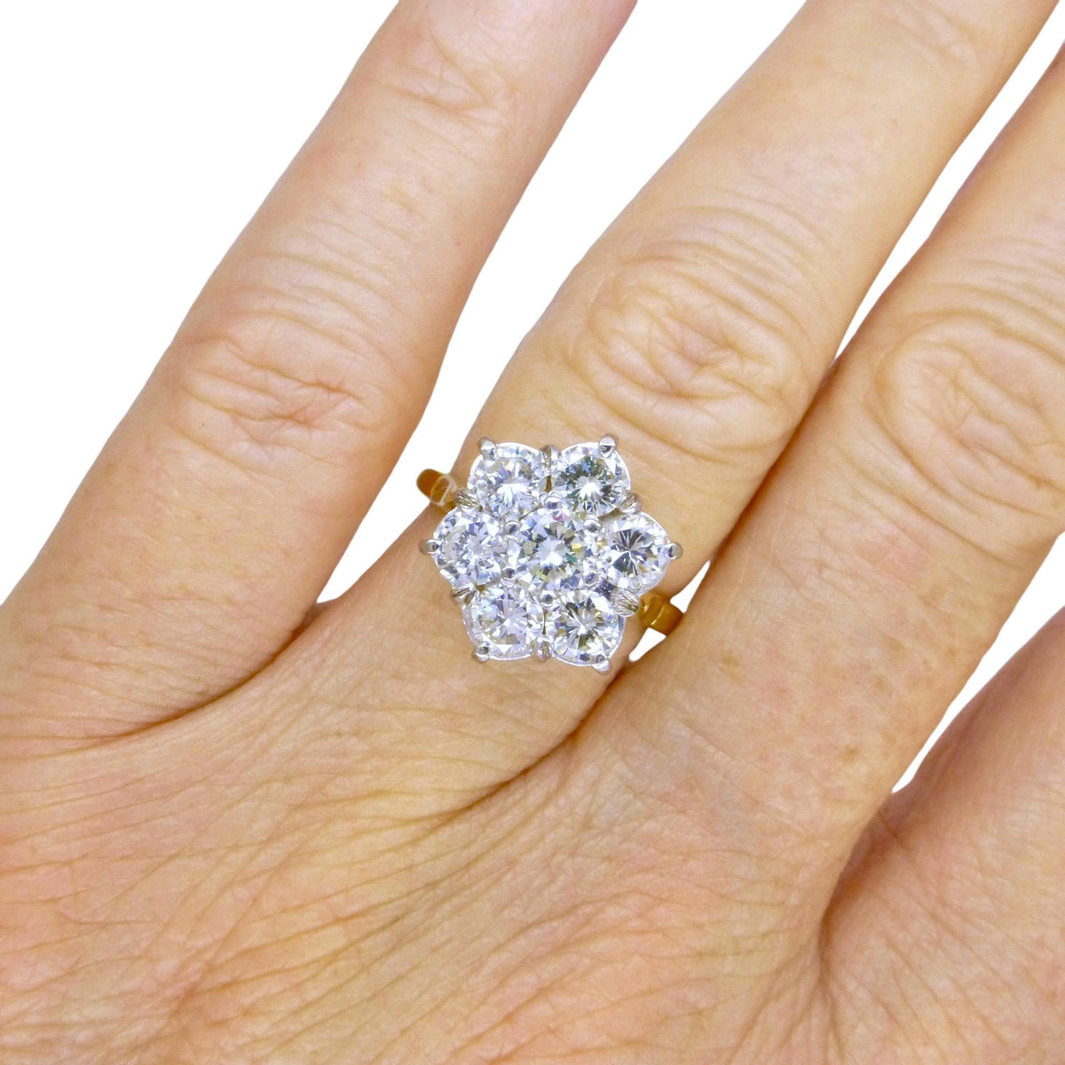 Vintage statement natural diamond cluster ring 18ct gold 2.20 carat ~ Independent Valuation