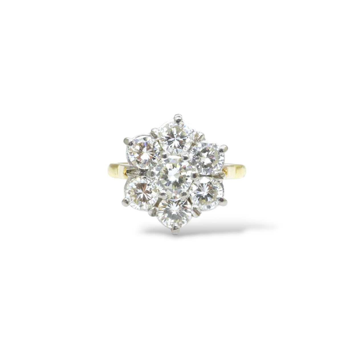 Vintage statement natural diamond cluster ring 18ct gold 2.20 carat ~ Independent Valuation