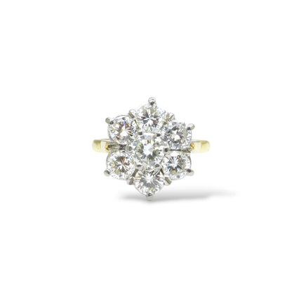 Vintage statement natural diamond cluster ring 18ct gold 2.20 carat ~ Independent Valuation