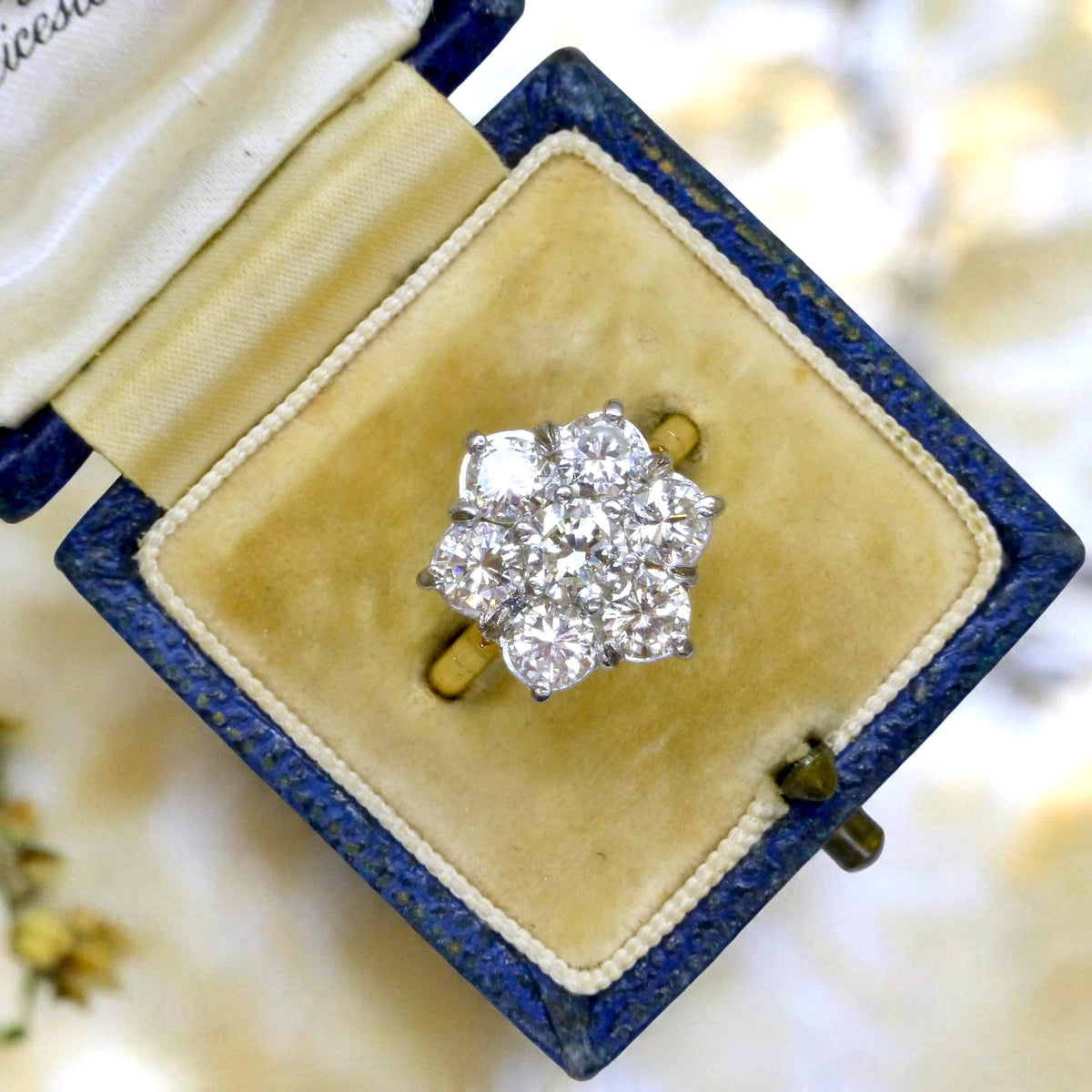 Vintage statement natural diamond cluster ring 18ct gold 2.20 carat ~ Independent Valuation