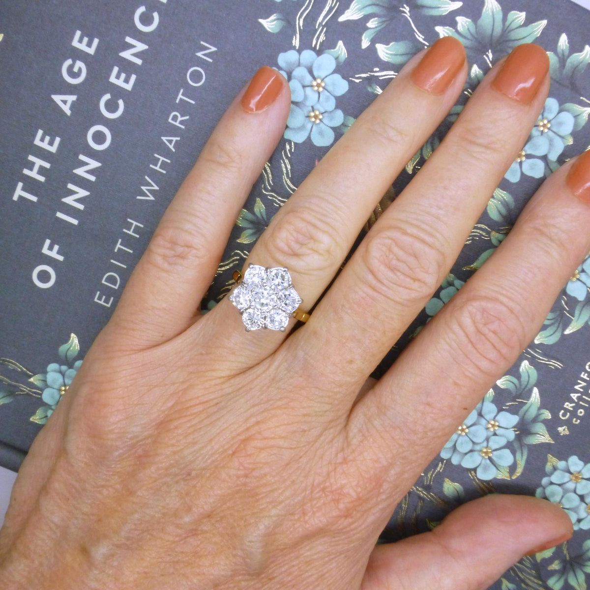 Vintage statement natural diamond cluster ring 18ct gold 2.20 carat ~ Independent Valuation