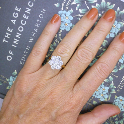 Vintage statement natural diamond cluster ring 18ct gold 2.20 carat ~ Independent Valuation