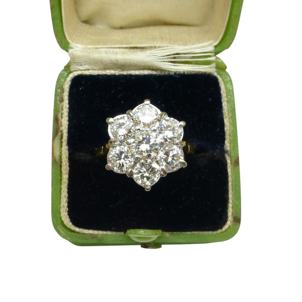 Vintage statement natural diamond cluster ring 18ct gold 2.20 carat ~ Independent Valuation