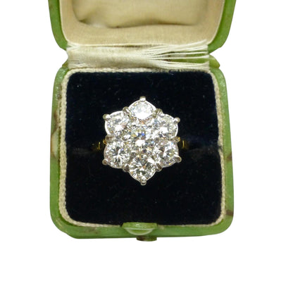 Vintage statement natural diamond cluster ring 18ct gold 2.20 carat ~ Independent Valuation