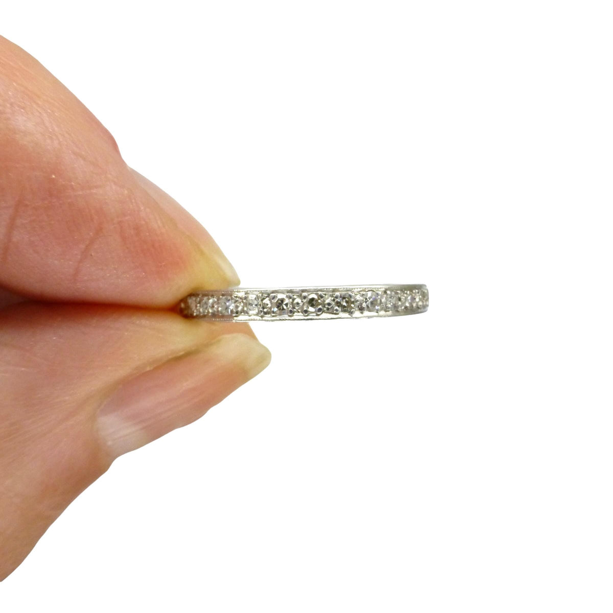 Antique Art Deco Diamond full hoop Eternity Ring - Wedding Band - Size N 1/2 / 6.75