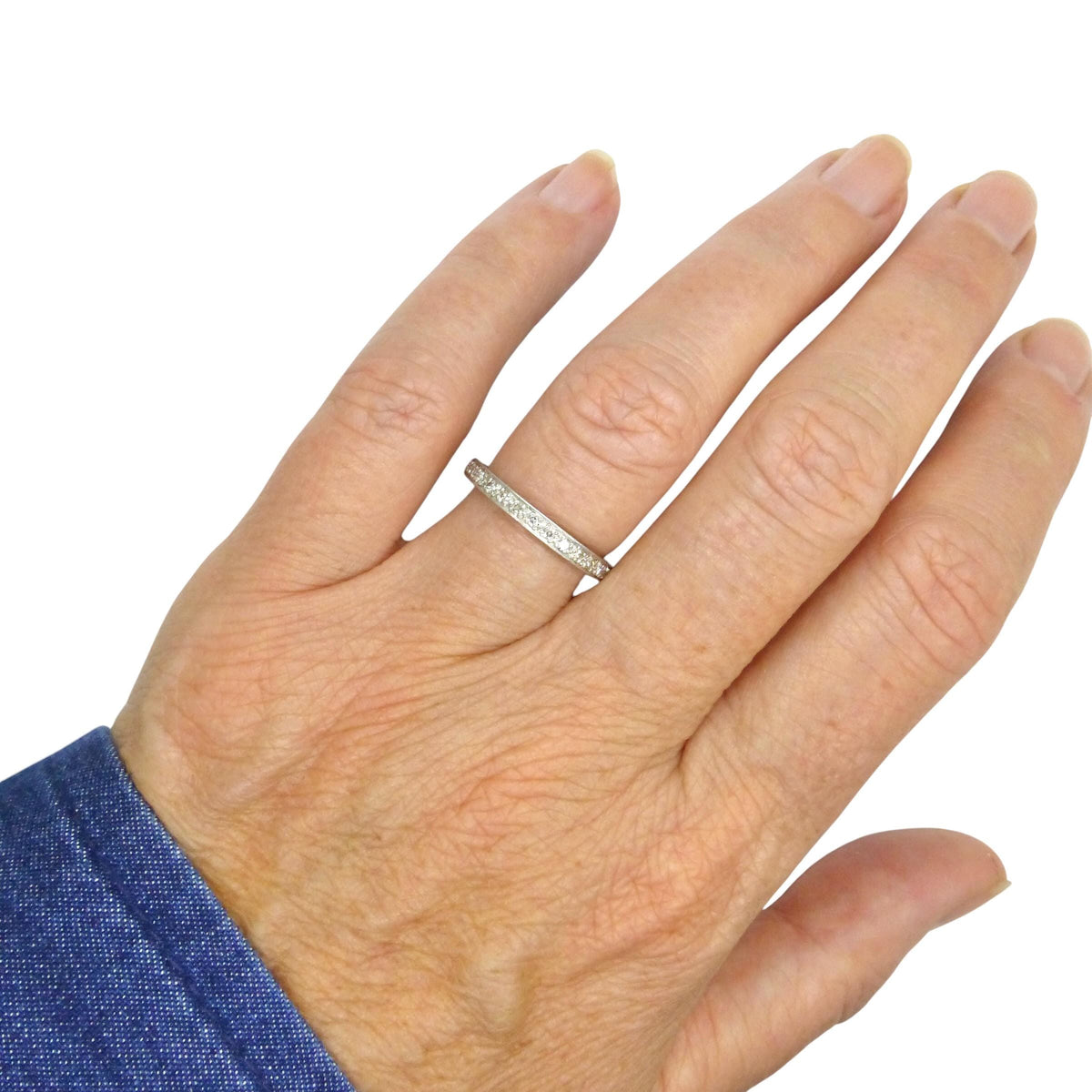 Antique Art Deco Diamond full hoop Eternity Ring - Wedding Band - Size N 1/2 / 6.75