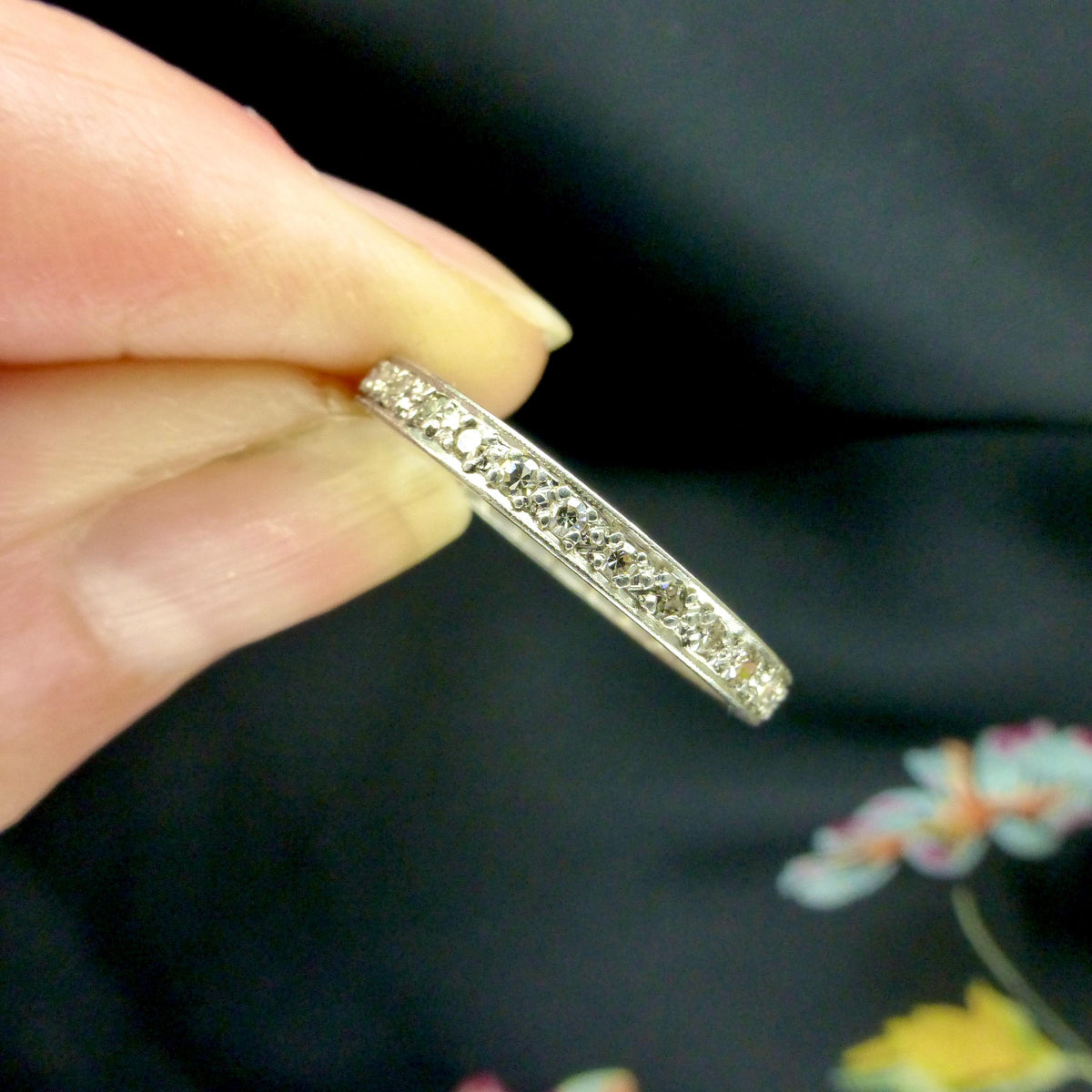 Antique Art Deco Diamond full hoop Eternity Ring - Wedding Band - Size N 1/2 / 6.75