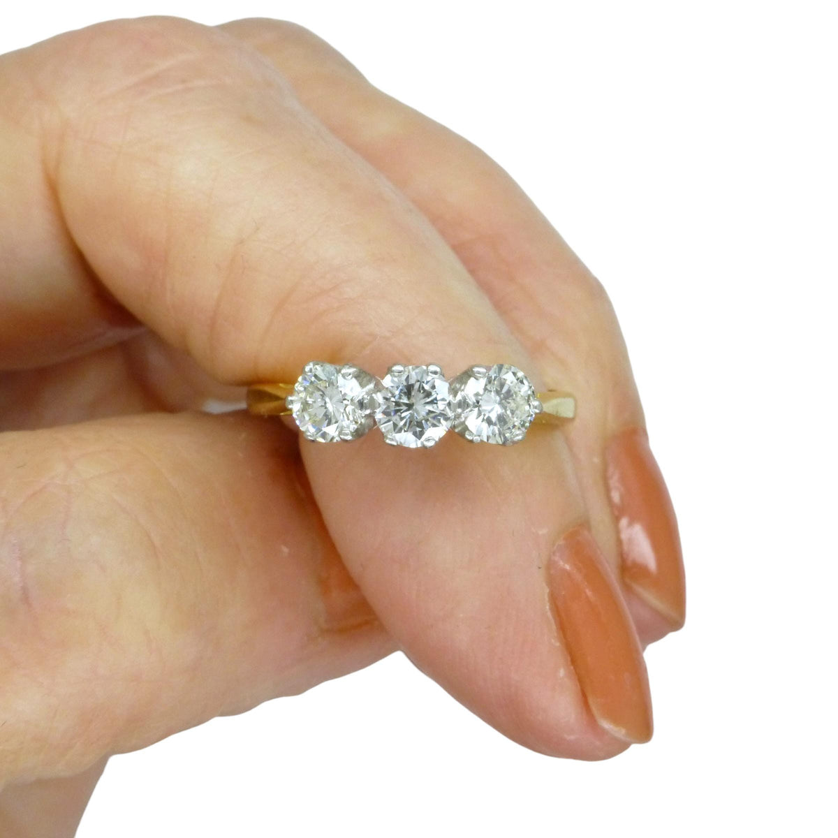 Vintage natural diamond three stone trilogy ring 0.75ct