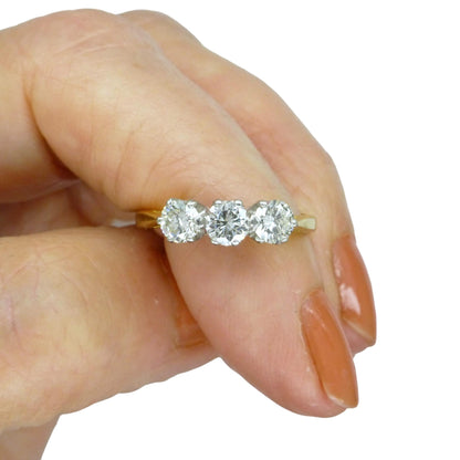 Vintage natural diamond three stone trilogy ring 0.75ct