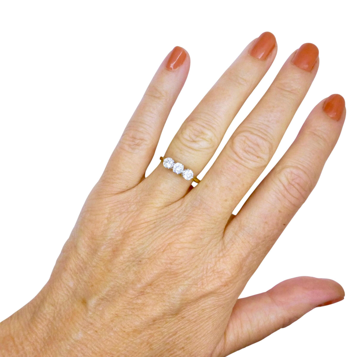 Vintage natural diamond three stone trilogy ring 0.75ct