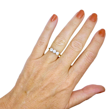 Vintage natural diamond three stone trilogy ring 0.75ct