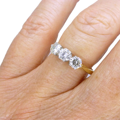 Vintage natural diamond three stone trilogy ring 0.75ct