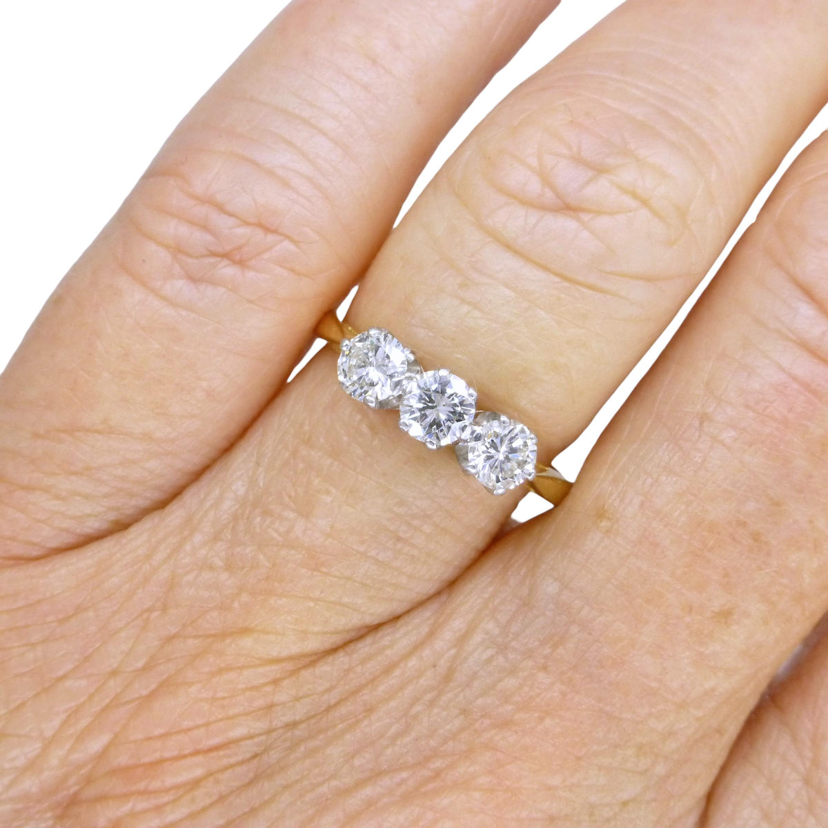 Vintage natural diamond three stone trilogy ring 0.75ct