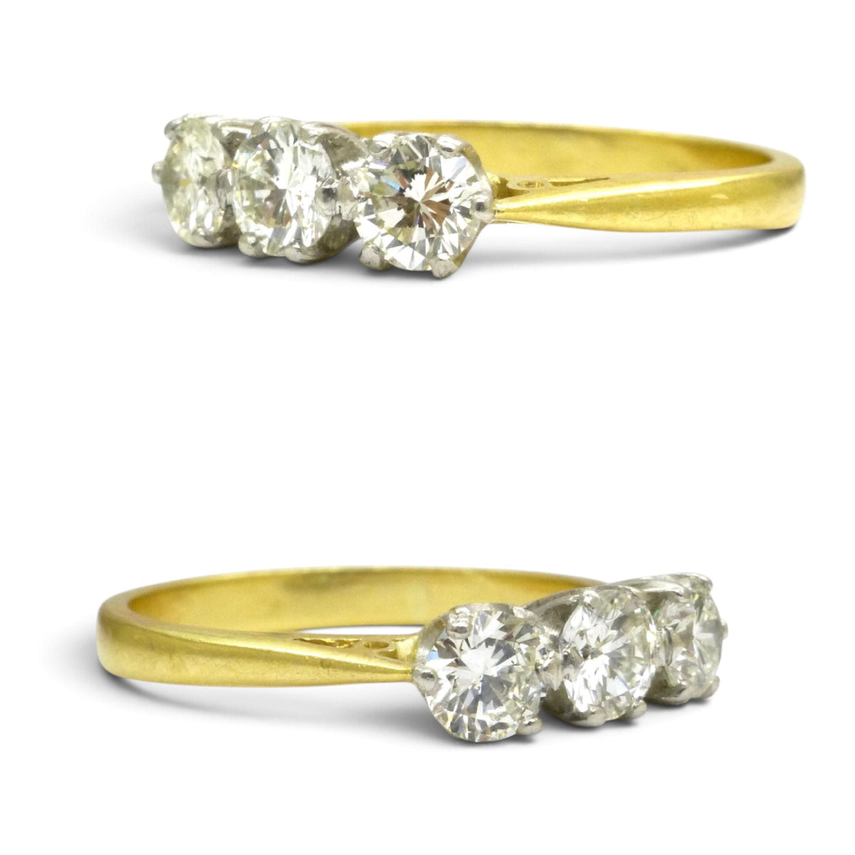 Vintage natural diamond three stone trilogy ring 0.75ct