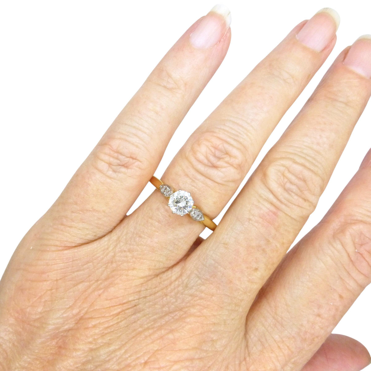 Vintage 18ct natural diamond solitaire engagement ring 0.50ct 1930's