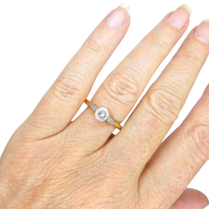 Vintage 18ct natural diamond solitaire engagement ring 0.50ct 1930's
