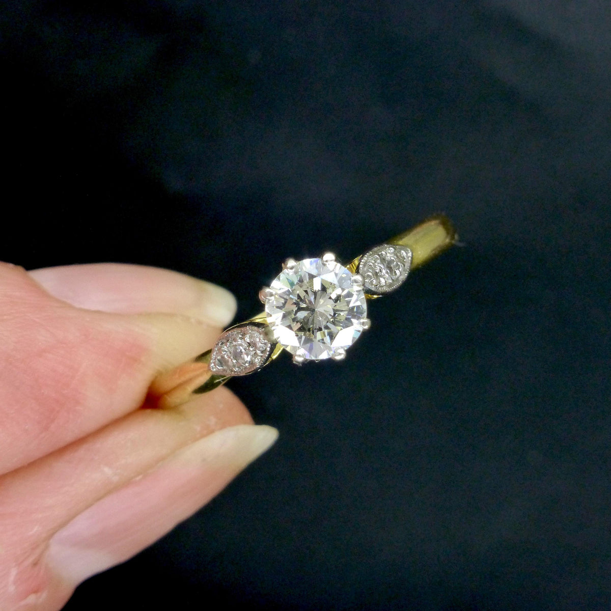 Vintage 18ct natural diamond solitaire engagement ring 0.50ct 1930's