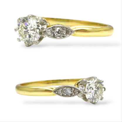 Vintage 18ct natural diamond solitaire engagement ring 0.50ct 1930's