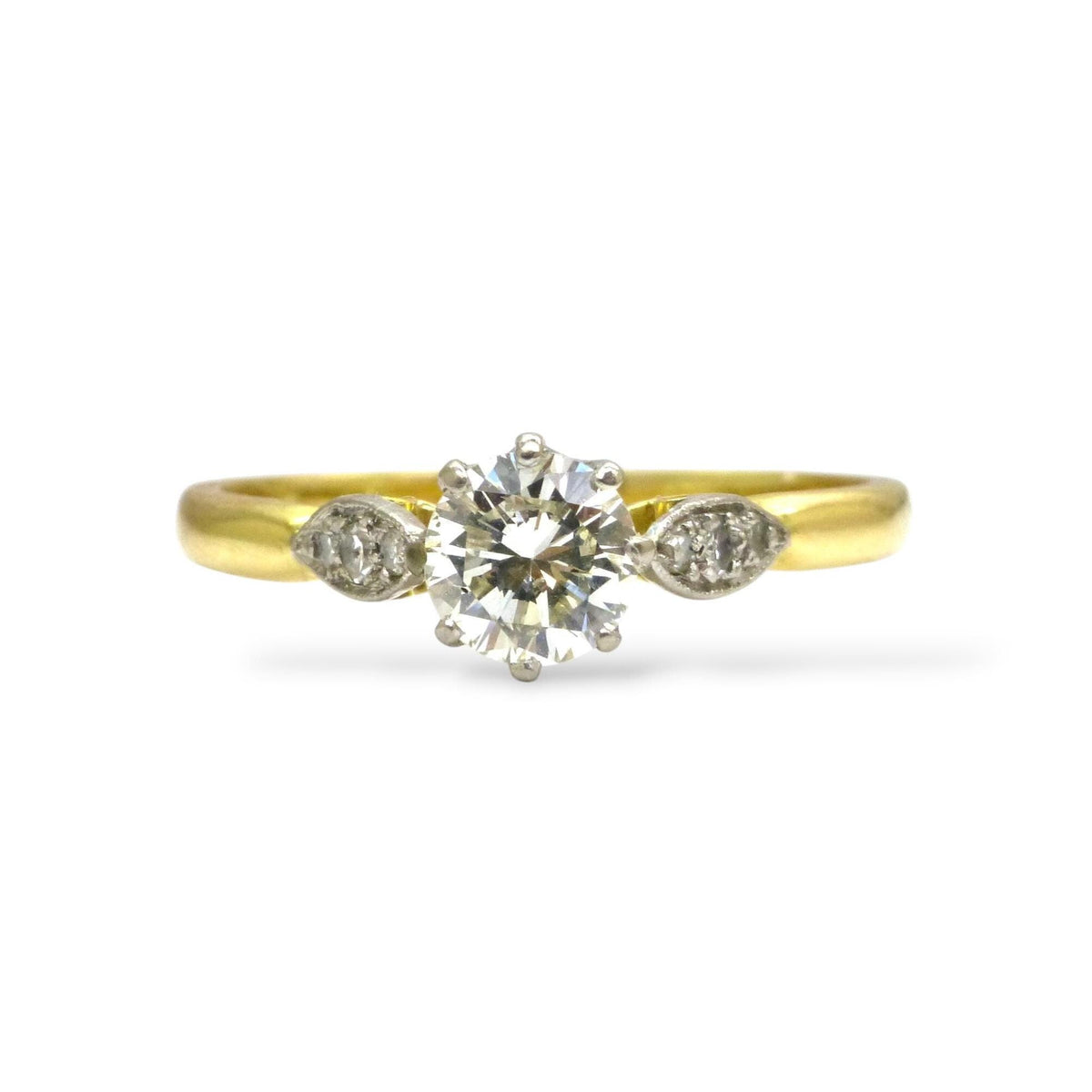 Vintage 18ct natural diamond solitaire engagement ring 0.50ct 1930's