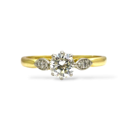 Vintage 18ct natural diamond solitaire engagement ring 0.50ct 1930's
