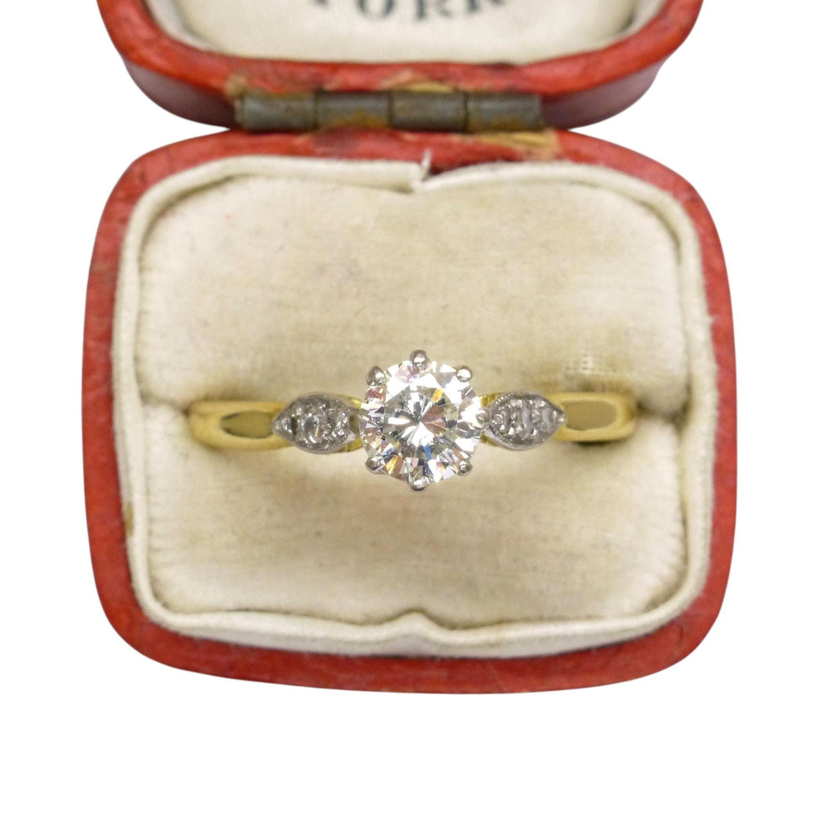 Vintage 18ct natural diamond solitaire engagement ring 0.50ct 1930's