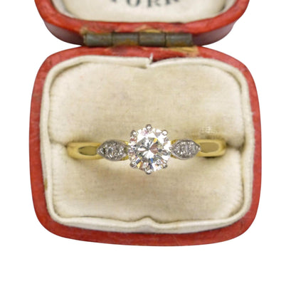 Vintage 18ct natural diamond solitaire engagement ring 0.50ct 1930's