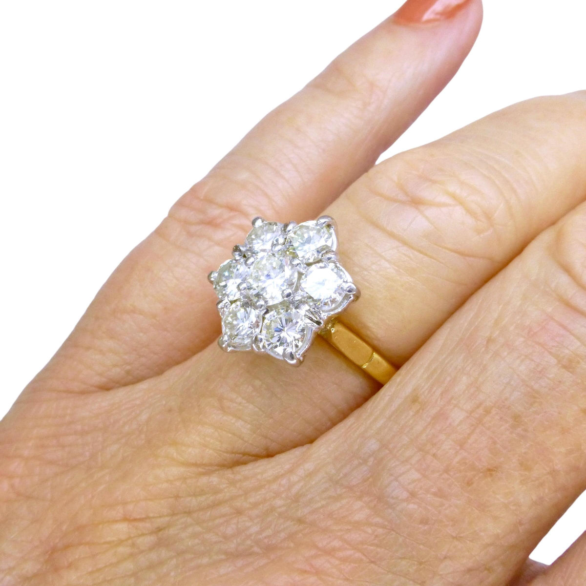 Vintage statement natural diamond cluster ring 18ct gold 2.20 carat ~ Independent Valuation
