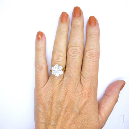 Vintage statement natural diamond cluster ring 18ct gold 2.20 carat ~ Independent Valuation