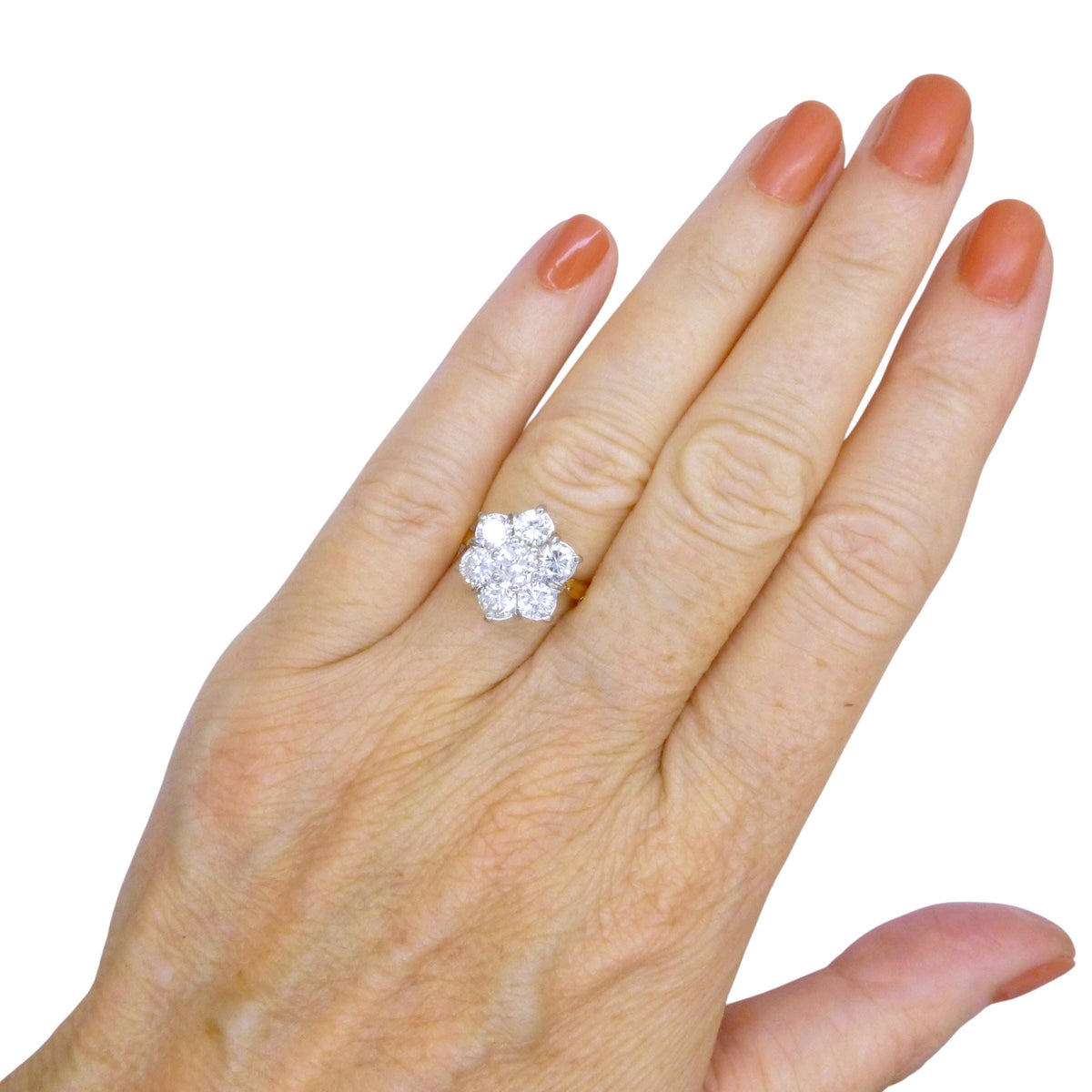 Vintage statement natural diamond cluster ring 18ct gold 2.20 carat ~ Independent Valuation