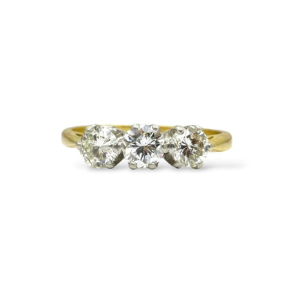 Vintage natural diamond three stone trilogy ring 0.75ct