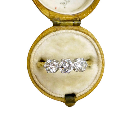 Vintage natural diamond three stone trilogy ring 0.75ct