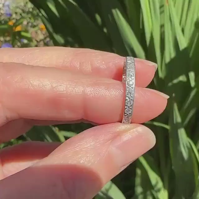 Art Deco Platinum Diamond full hoop Eternity Ring 0.75ct - Wedding Band 1920s, Size P