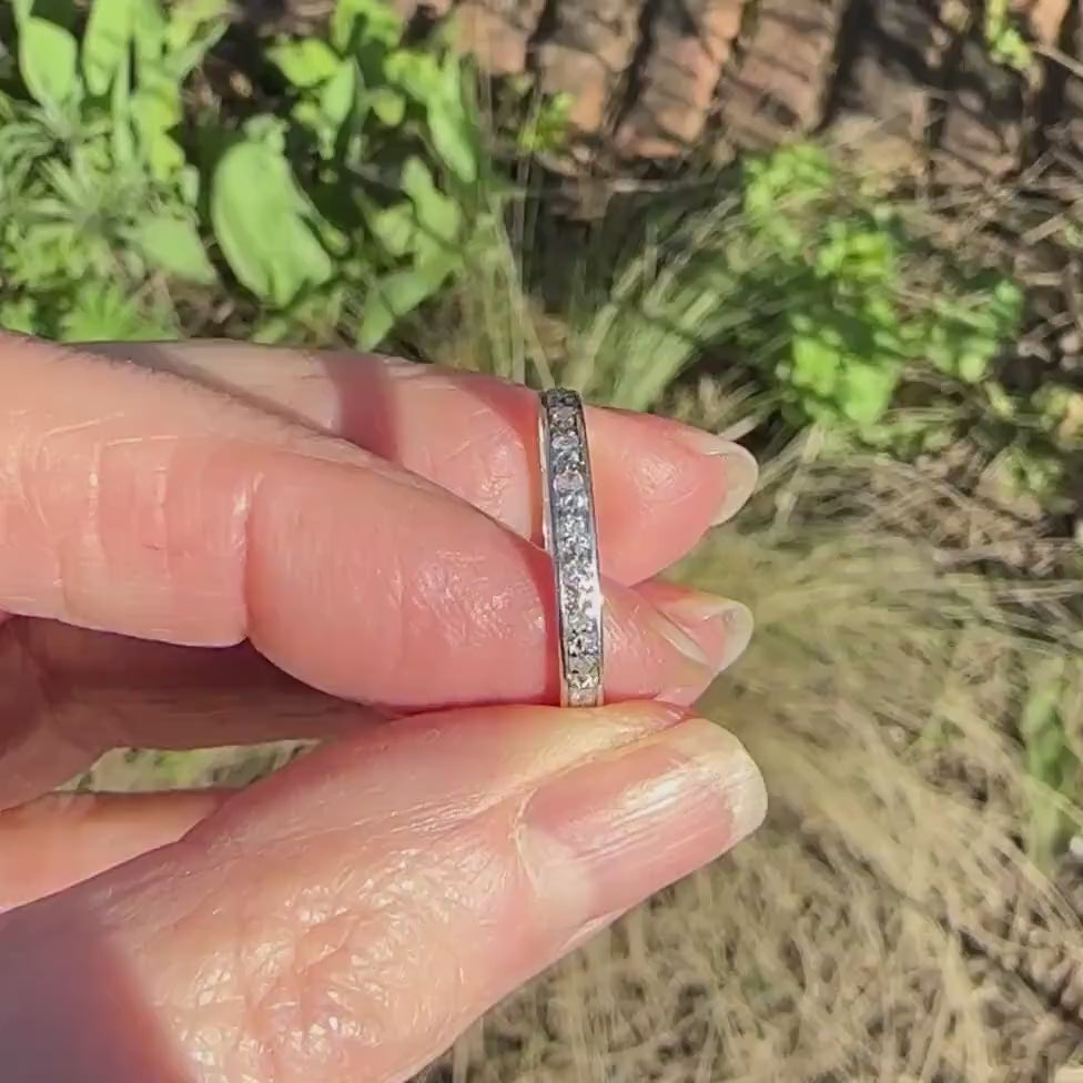 Art Deco Platinum Diamond full hoop Eternity Ring - Wedding Band 1920s, Size N