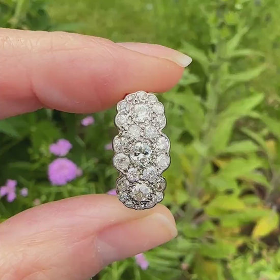 Antique 18ct Old Cut Diamond triple daisy cluster halo ring ~ Independent report