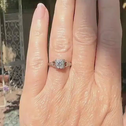 Antique 18ct & Platinum natural diamond solitaire ring 0.35ct