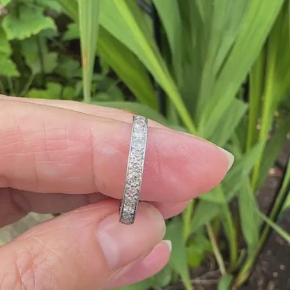Antique platinum natural Diamond full eternity wedding band 0.90ct ~ size N.5 - 6.75