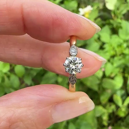 Vintage 18ct natural diamond solitaire engagement ring 0.50ct 1930's