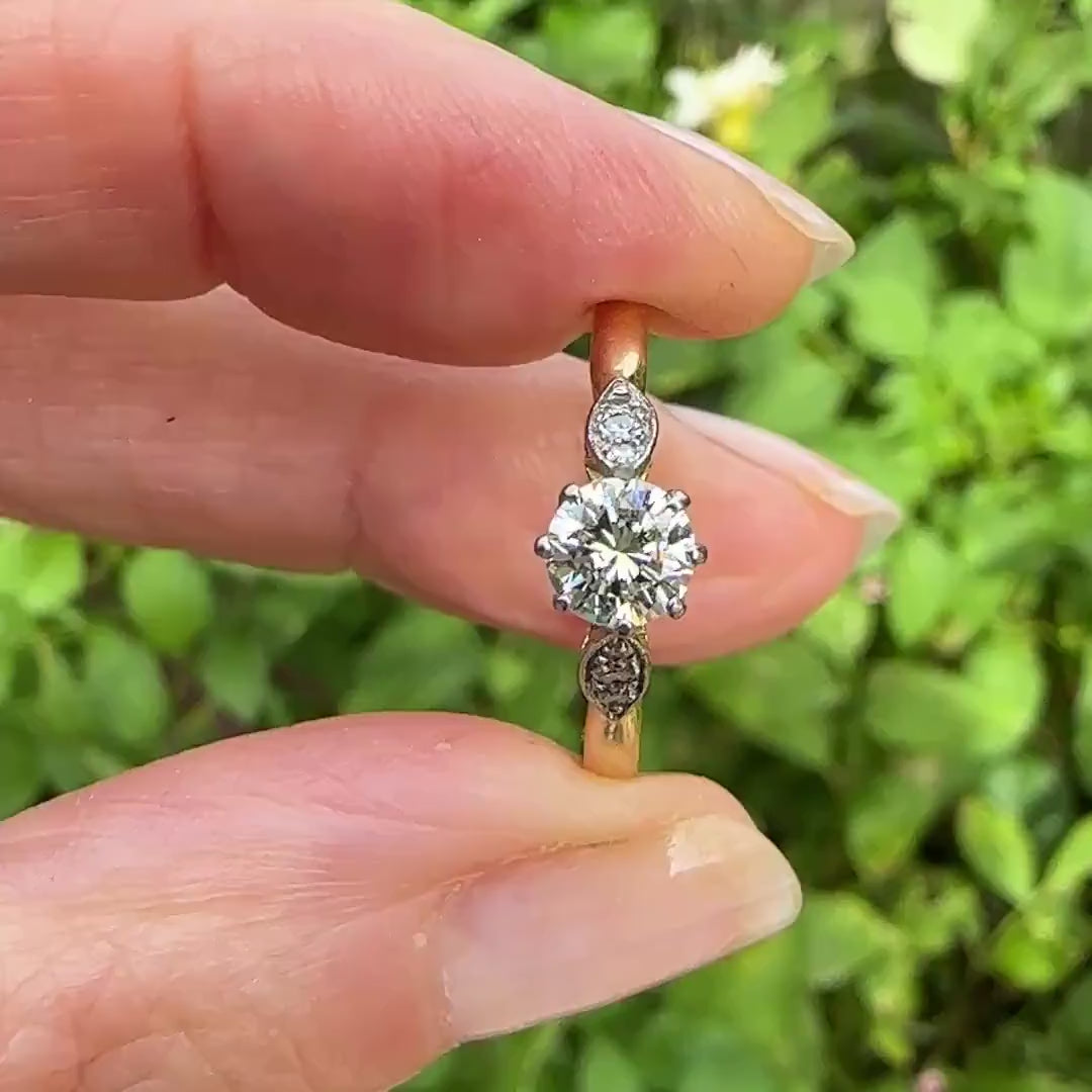 Vintage 18ct natural diamond solitaire engagement ring 0.50ct 1930's