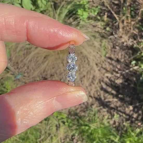 c1930's Vintage 18ct Platinum natural diamond three stone trilogy ring 0.50ct