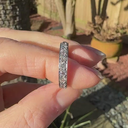 Art Deco old cut Diamond full hoop, engraved eternity wedding band 1.60ct - 1920's