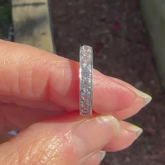 Antique Art Deco 9ct white gold white spinel full eternity wedding band