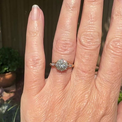 Vintage 18ct natural diamond cluster halo ring 0.70ct c1960's