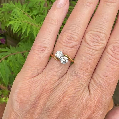 Vintage Toi et Moi two stone natural diamond ring 1.00ct - with Valuation