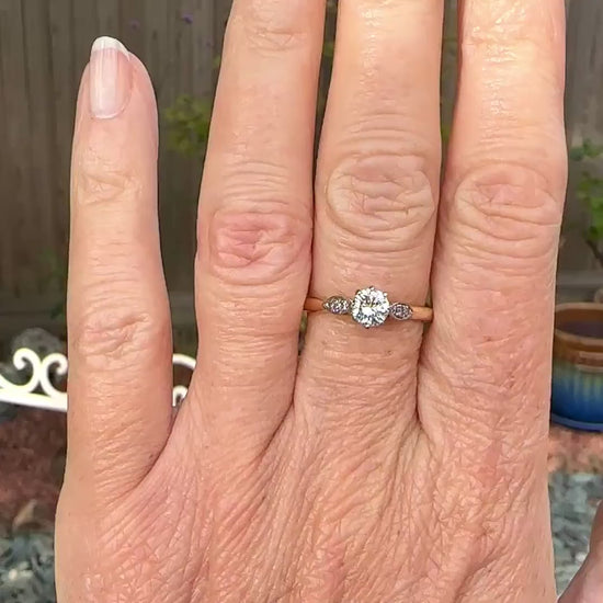 Vintage 18ct natural diamond solitaire engagement ring 0.50ct 1930's