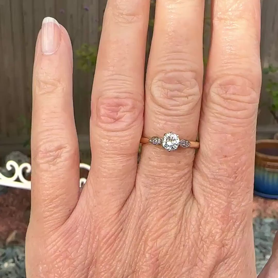Vintage 18ct natural diamond solitaire engagement ring 0.50ct 1930's