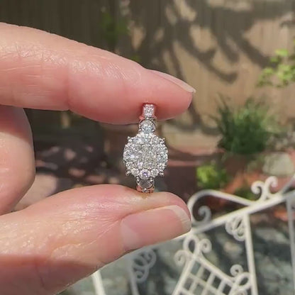 Vintage 9ct rose gold Diamond cluster engagement ring 0.66ct ~ Small size I 1/2 / 4.5