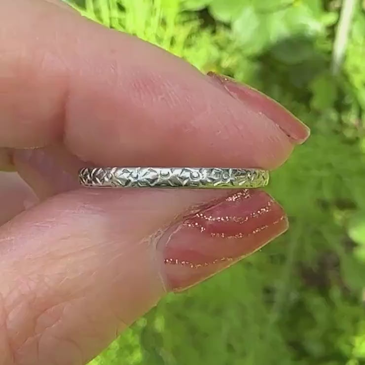 Antique Art Deco platinum orange blossom engraved wedding band 1920's ~ K 1/2